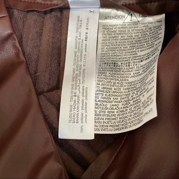 Zara XS brown faux leather pleated skirt high waisted Asymmetric hem Zipper - Picture 11 of 11